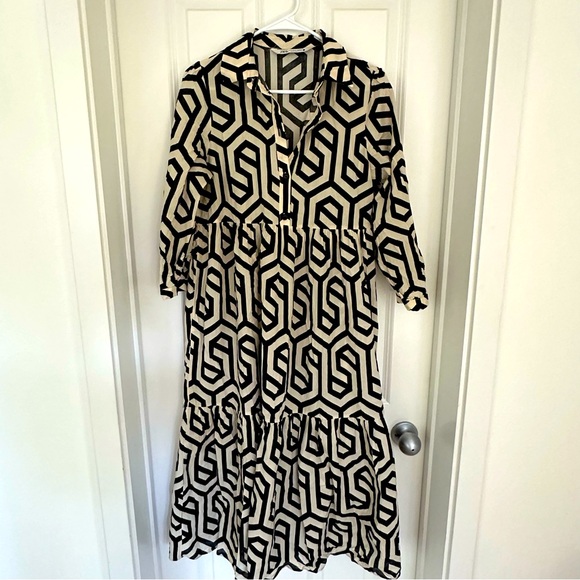 Zara Geometric Print Tiered Dress - Picture 1 of 6